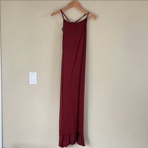LACAUSA Deep Red Maxi Dress